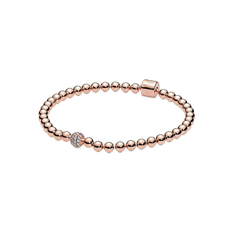 Sier Plated Rose Gold Beads Pave Graceful Bracelets