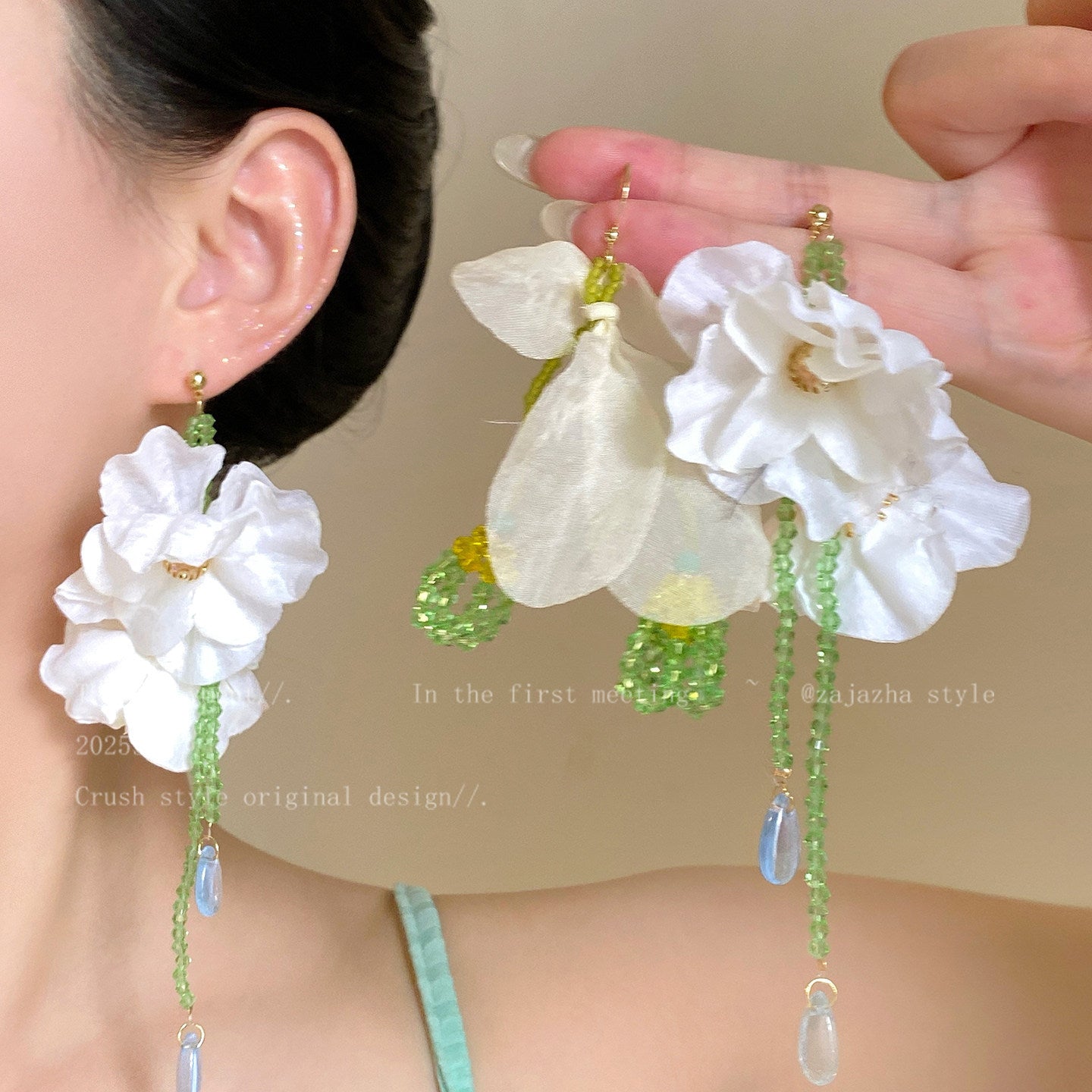 Flowers Tassel Female Summer Seaside Vacation Style Show Face Small Earrings