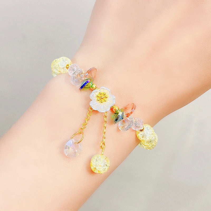 Bracelets de fleurs en cristal de dessin animé de princesse perlée pour enfants