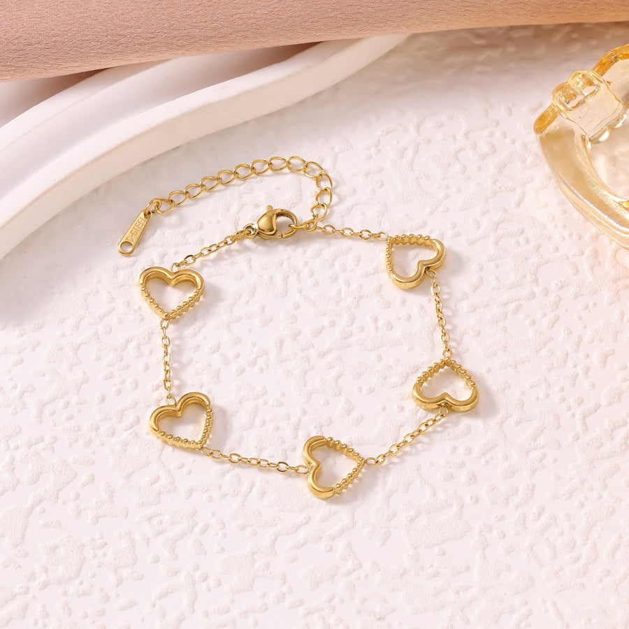 Women's Affordable Luxury Style Hollow Heart-shaped Stainless Steel Jewelry Set