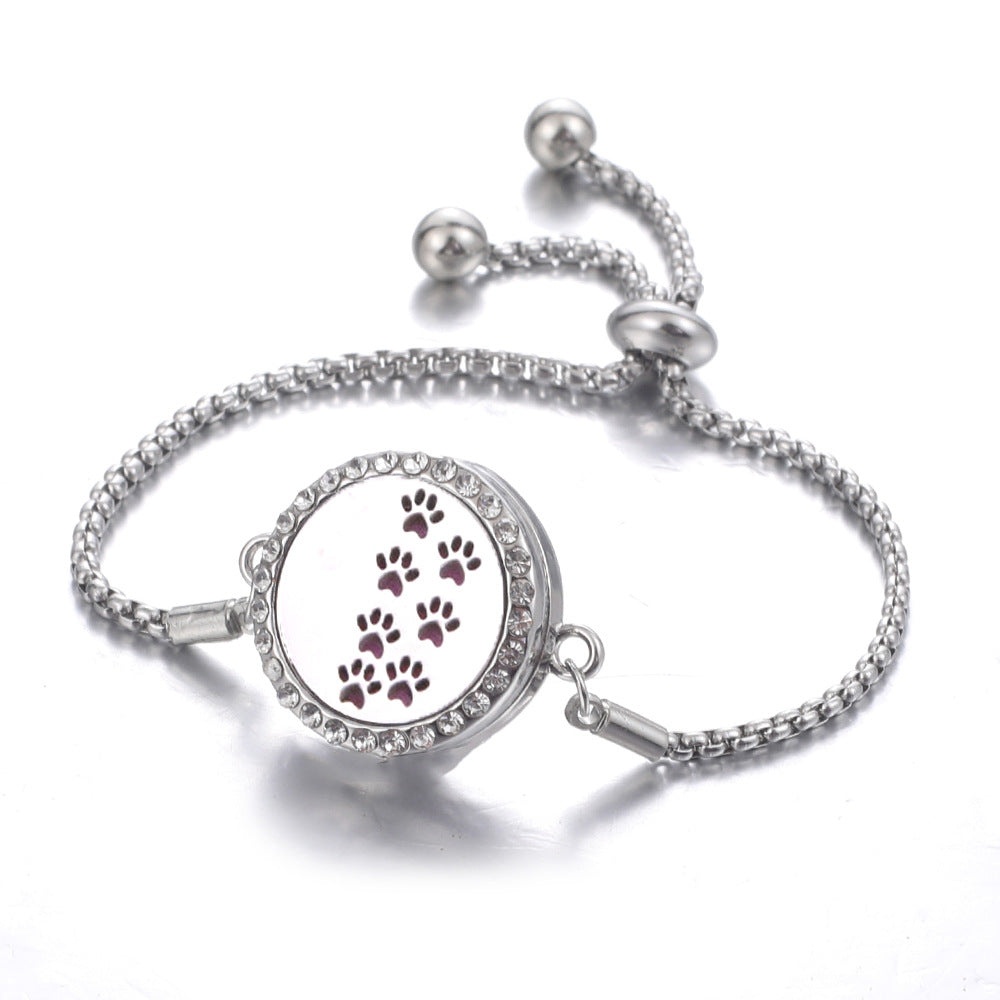 Steel Hollow Oil Lucky Tree Open Box Bracelet