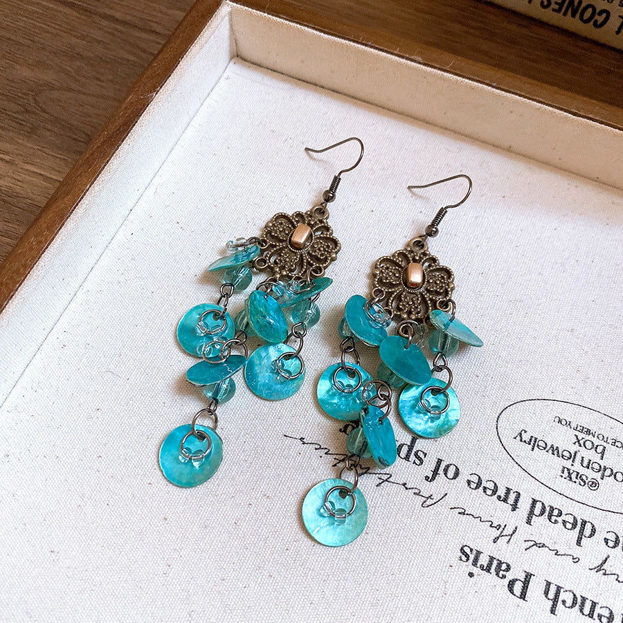 Sier Needle Acrylic Colorful Flower Sweet Earrings