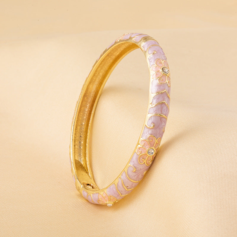 Cloisonne Enamel Fine Floral Vintage Drop Bracelet