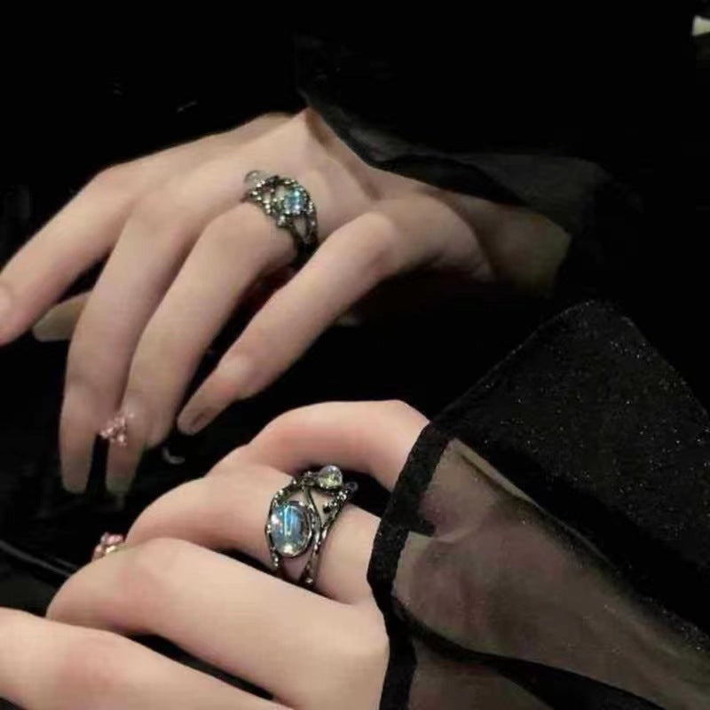 Luxury Moonstone Unisex Fashion Minority Design Rings