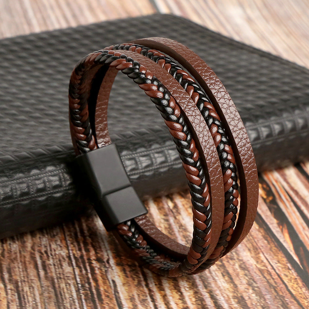 Men's Fashion Woven Alloy Magnetic Buckle Bracelets