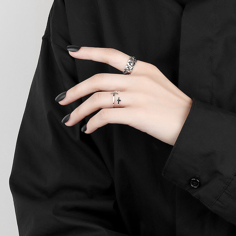 Korean Style Simple Double Layer Cross Female Rings