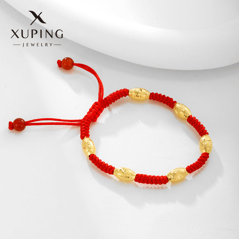 Knot National Fashion Vintage Hollow Bead Hand-woven Life Red Bracelets