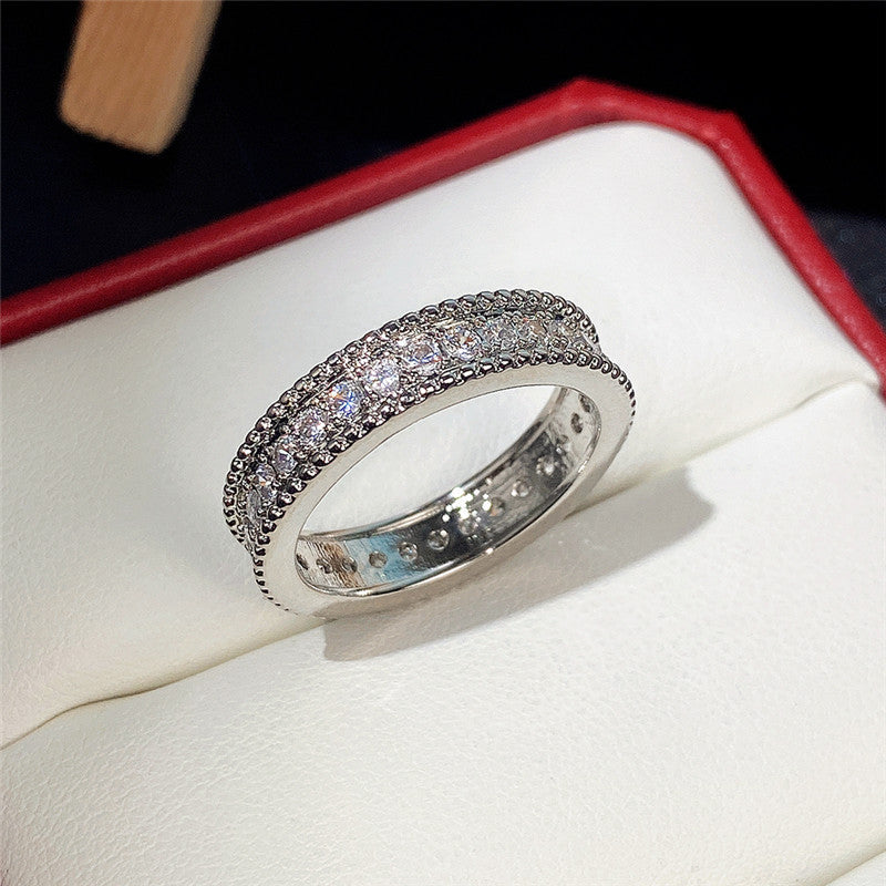 Women's Light Luxury Full Circle Over Inlaid Zircon Ring