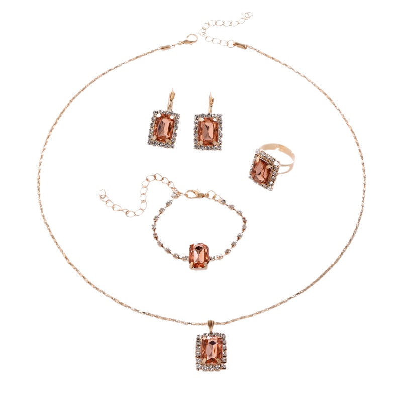 Women's Rhinestone Fashion Diamond Geometric Square Bridal Earrings