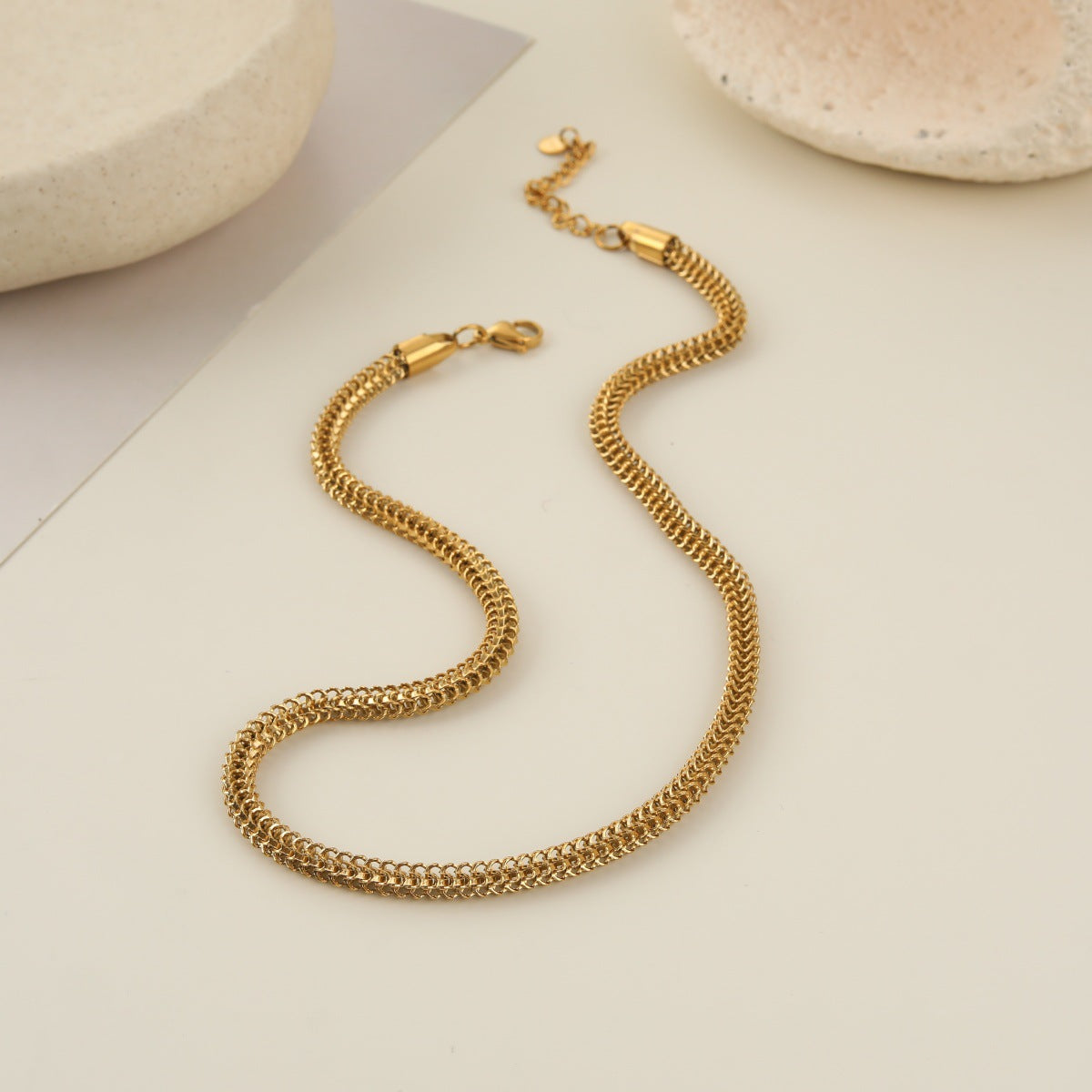 Stainless Steel Gold-plated Chain Series Female Advanced Jewelry Set