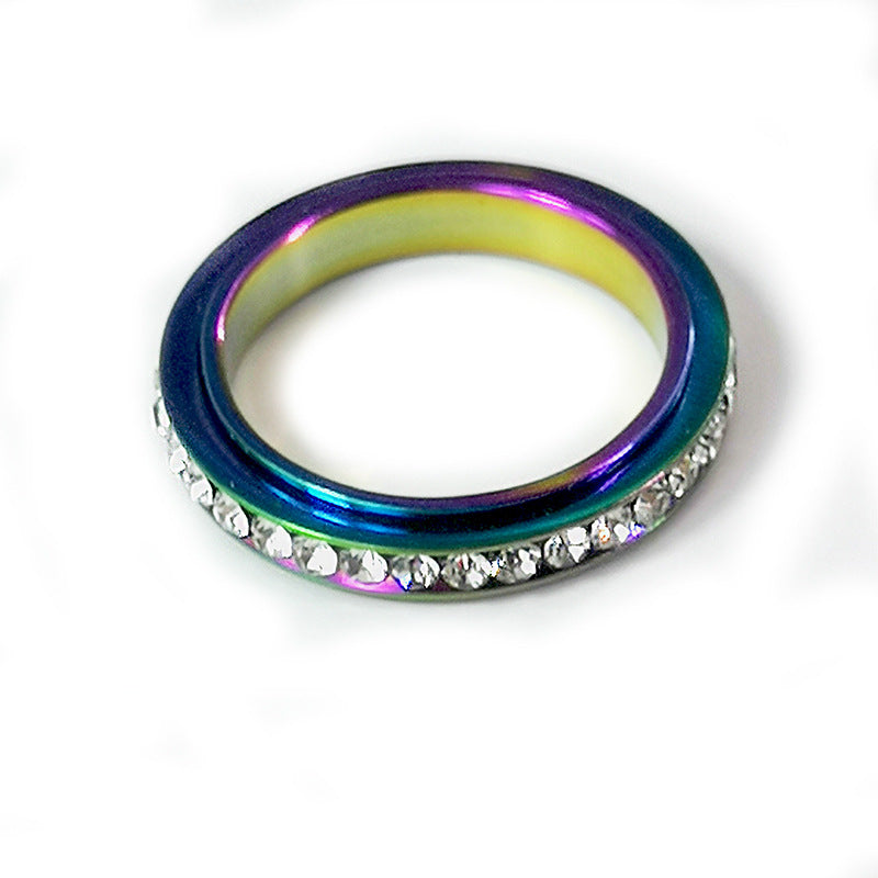 Zircon With Diamond Rotatable Couple Starry Wedding Ring