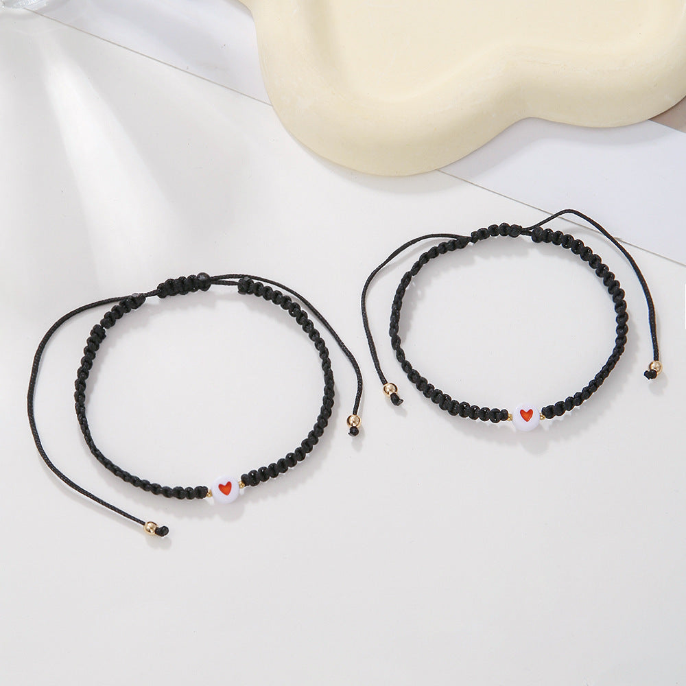 Bracelets porte-bonheur tissés à la main en corde rouge Love en deux pièces