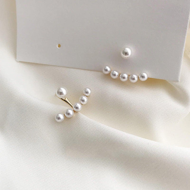 Sier Needle Simple Pearl Anchor-shaped French Stud Earrings