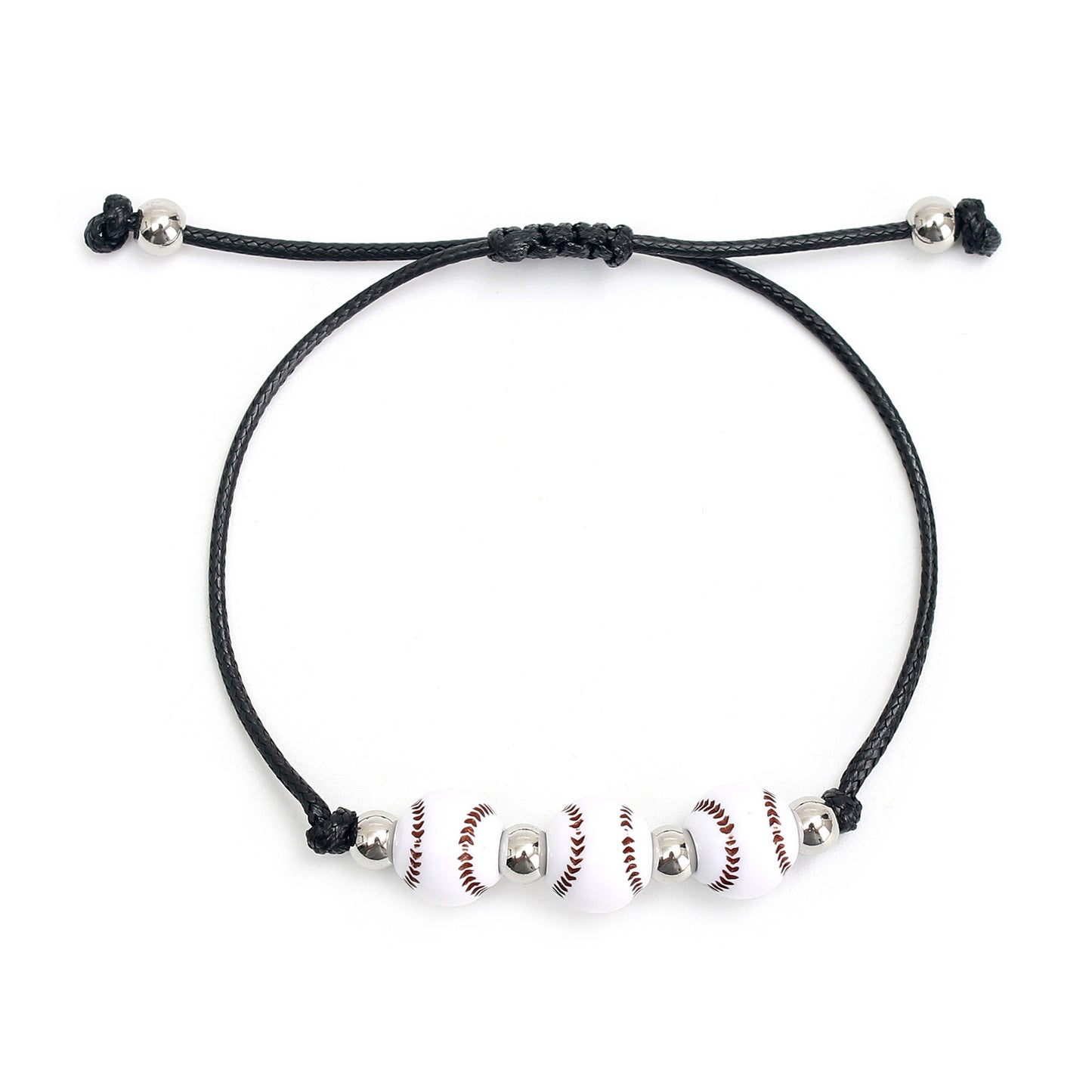 Bracelets de perles de baseball noirs pour hommes, corde de basket-ball, billard