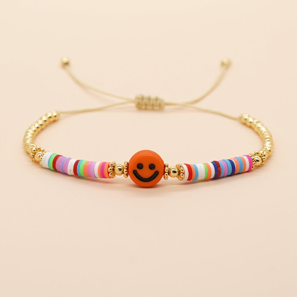 Women's Bead Colorful Polymer Clay Multicolor Smiling Bracelets