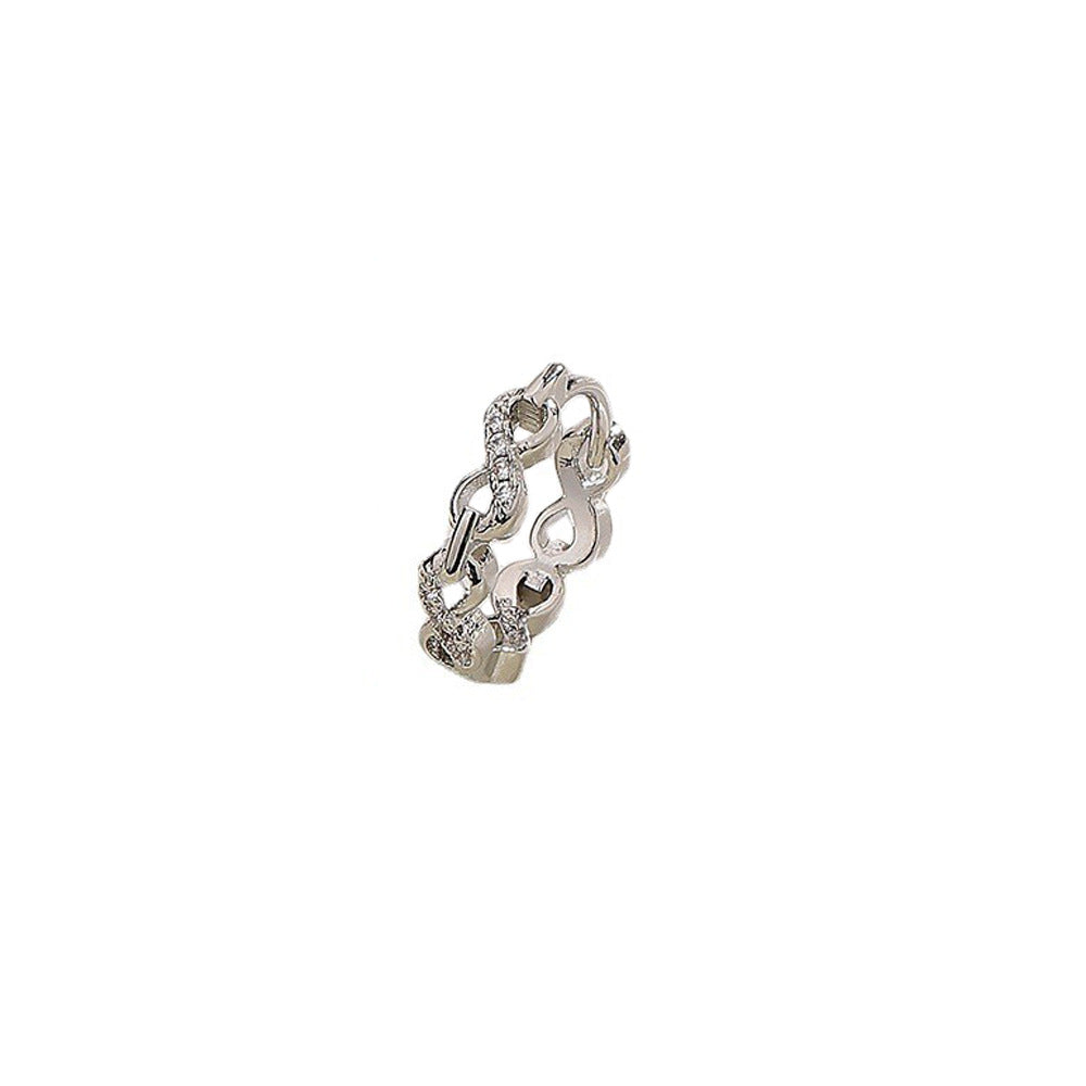 Women's Infinite Number Words Clip Cold Wind Rhinestone Zircon Mobius Ear Buckle