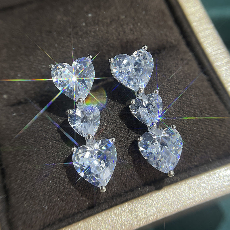 Stylish Heart-shaped Loving Heart Zircon Jewelry Earrings