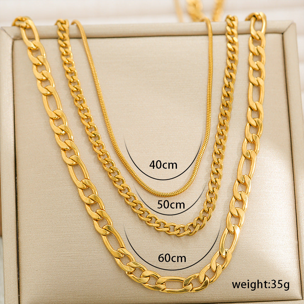 Thin Twin Snake Bone Clavicle Titanium Steel Necklace