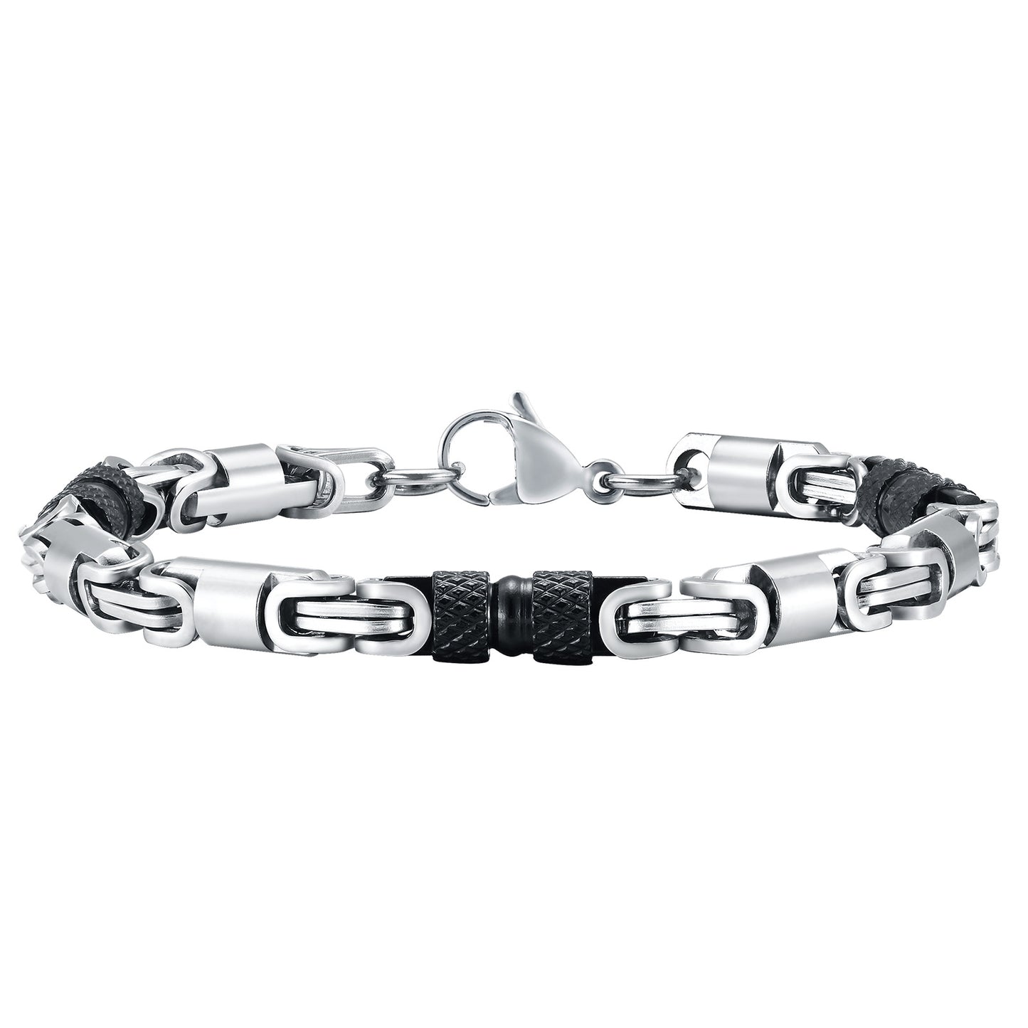 Men's Stainless Steel Byzantine Handmade Chain Room Electric Black Bracelets