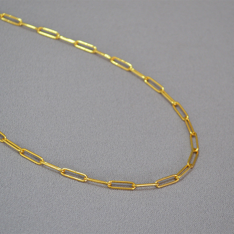 Cooler Stil, einfache goldene Kette, modische Faltgürtel-Kupfer-Halsketten