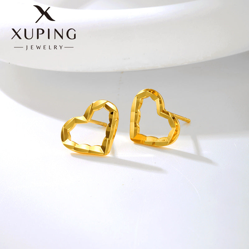 Women's Jewelry Gold Heart-shaped High-grade Graceful And Earrings