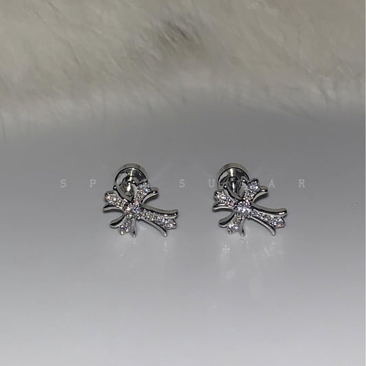 Women's & Men's Design Cross Ear Bone Titanium Steel Screw Stud Earrings
