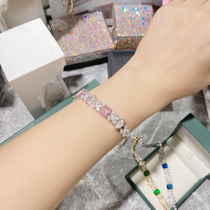 Live Simulation Pink Temperament Flash Colored Gems Bracelets