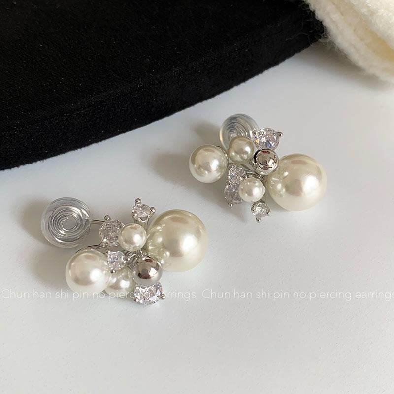 Women's French Entry Lux Zircon Pearl Fireworks Elegant High Sense Mosquito Ear Clip