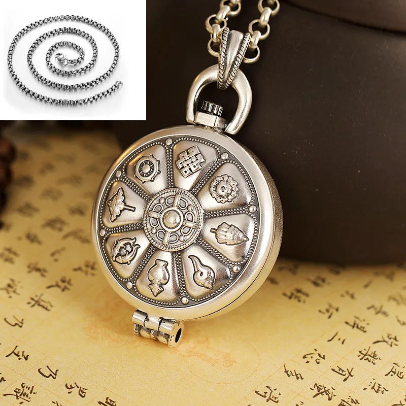 Retro Buddhist Eight Treasures Niche For Statue Necklaces