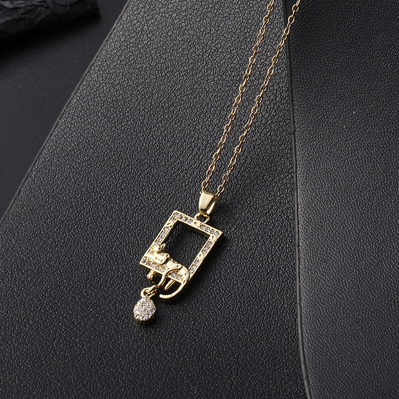 Women's Niche Design Color Zircon Geometric Leopard Necklaces