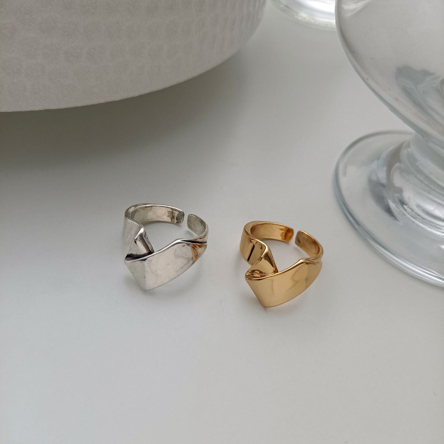 Vintage Geometric Temperament Golden Stylish Opening Rings