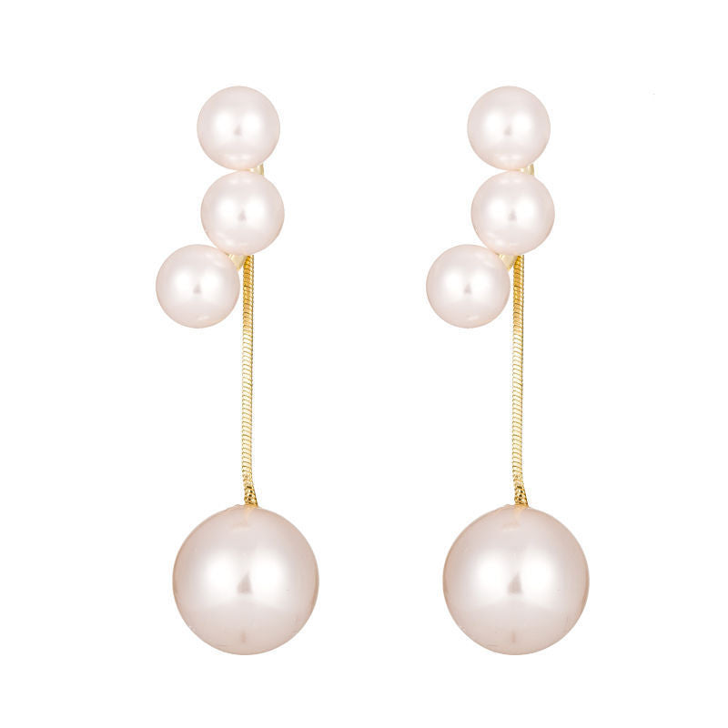 Pearl Eardrops Summer Temperamental Long One Earrings