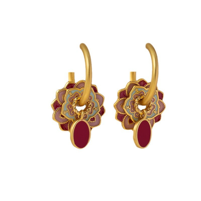 Style Enamel Drip Glazed Temperament Wild High Sense Ear Clip Earrings