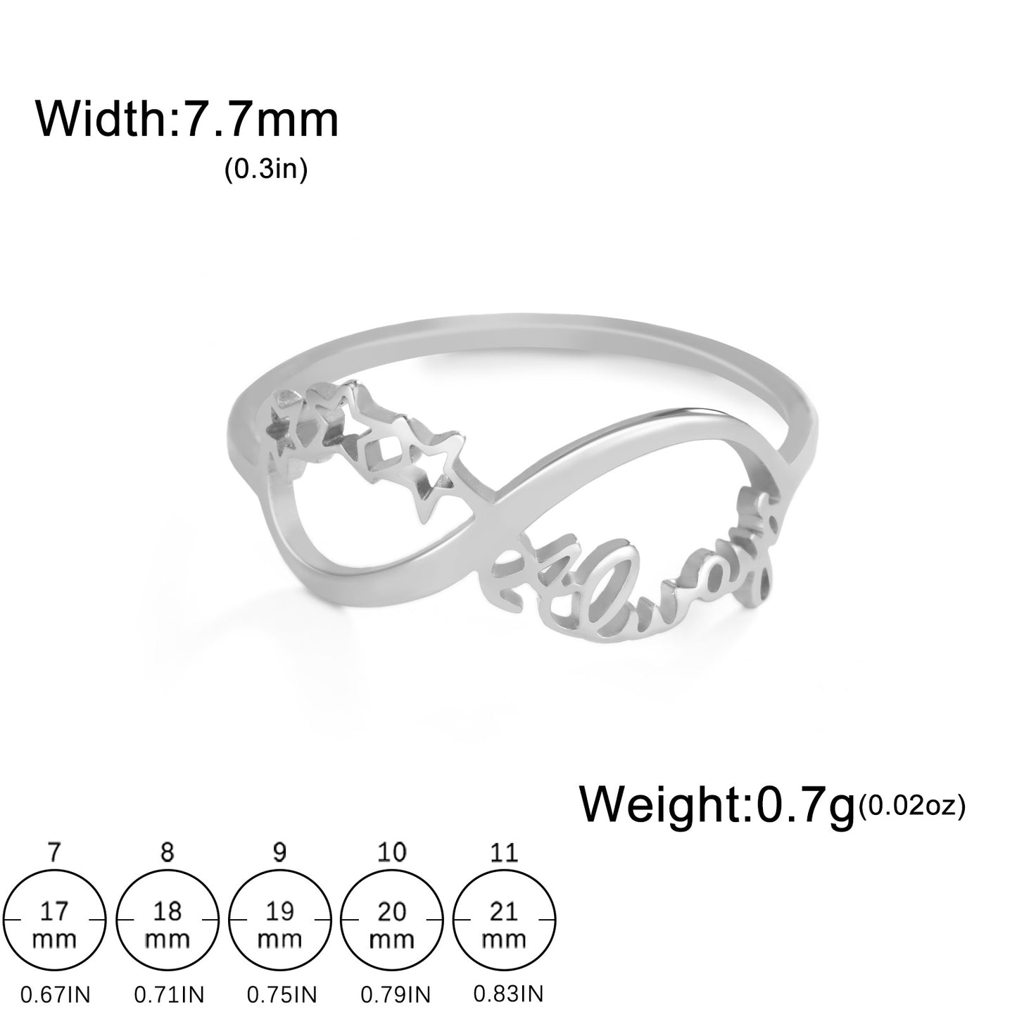 Women's Stainless Steel Gold Love Star Eternal Power Ring