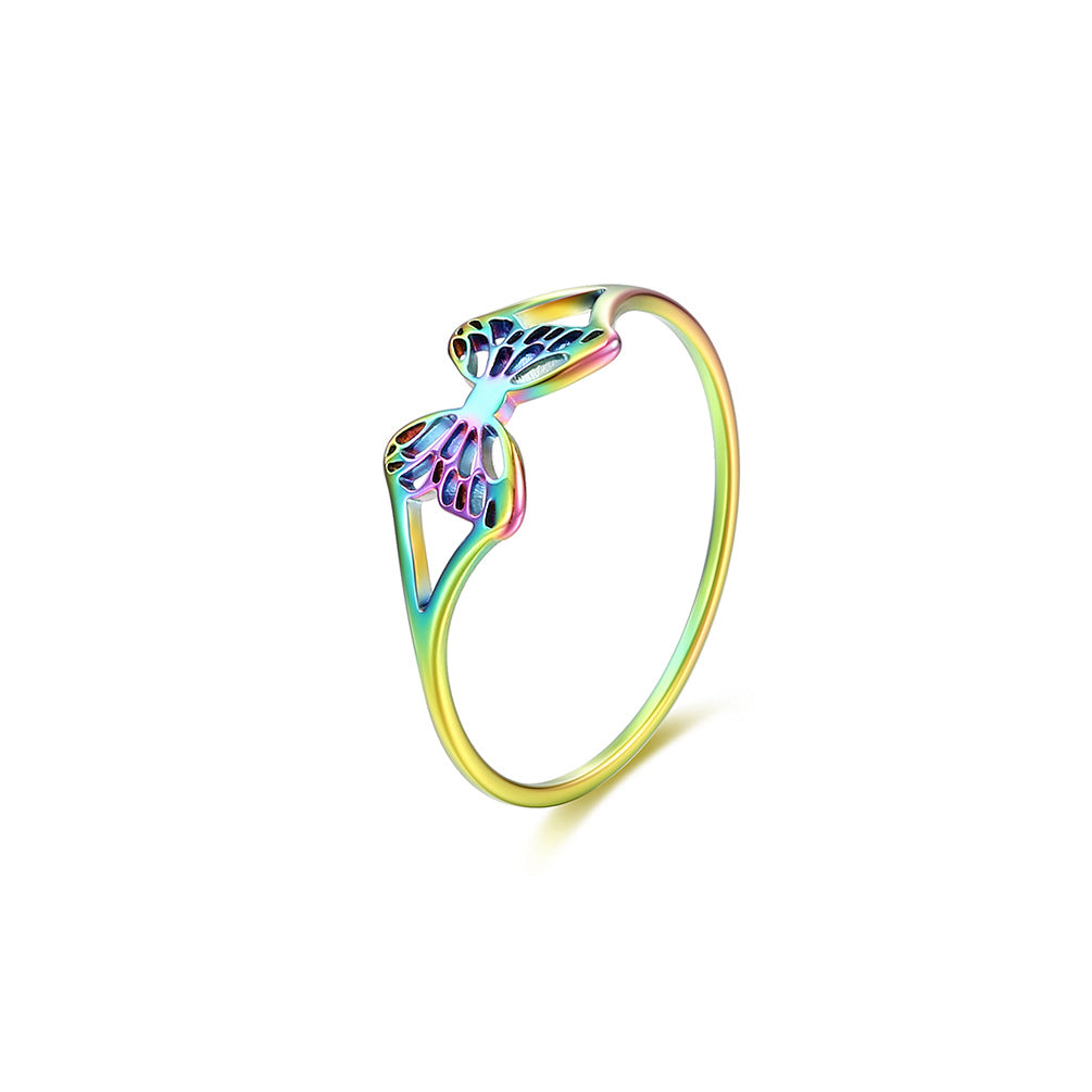 Women's Titanium Steel Hollow Butterfly For Little Finger Hand Ring