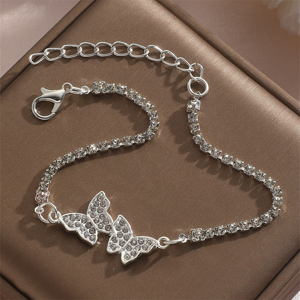 Bijoux à main simples papillon en diamant pour femmes, Bracelets coréens