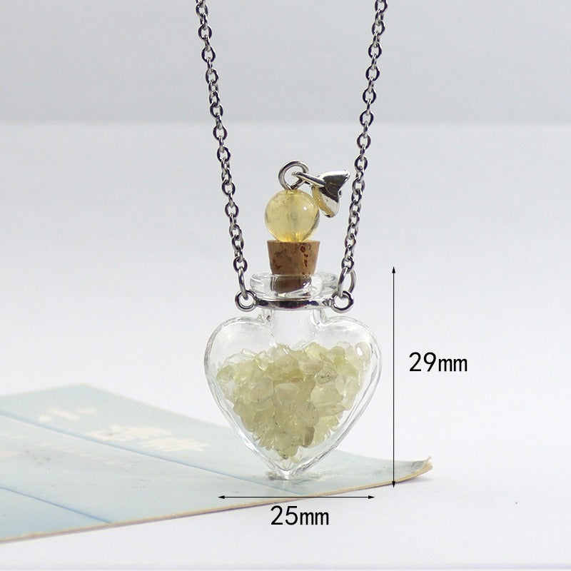 Transparent Heart-shaped Colored Glaze Perfume Essential Necklaces