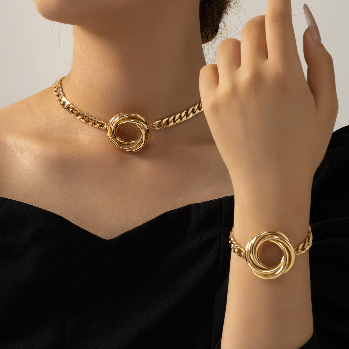 Women's Simple Fashion Sweet Elegant Twist Geometric Jewelry Set
