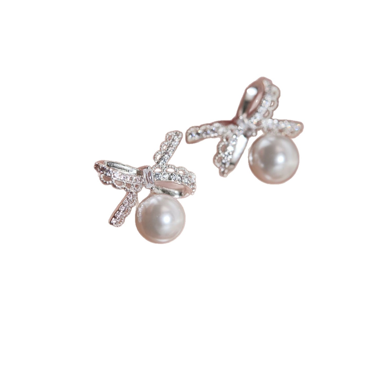 Women's Style Lace Bow Pearl For Light Luxury Minority High-grade Earrings