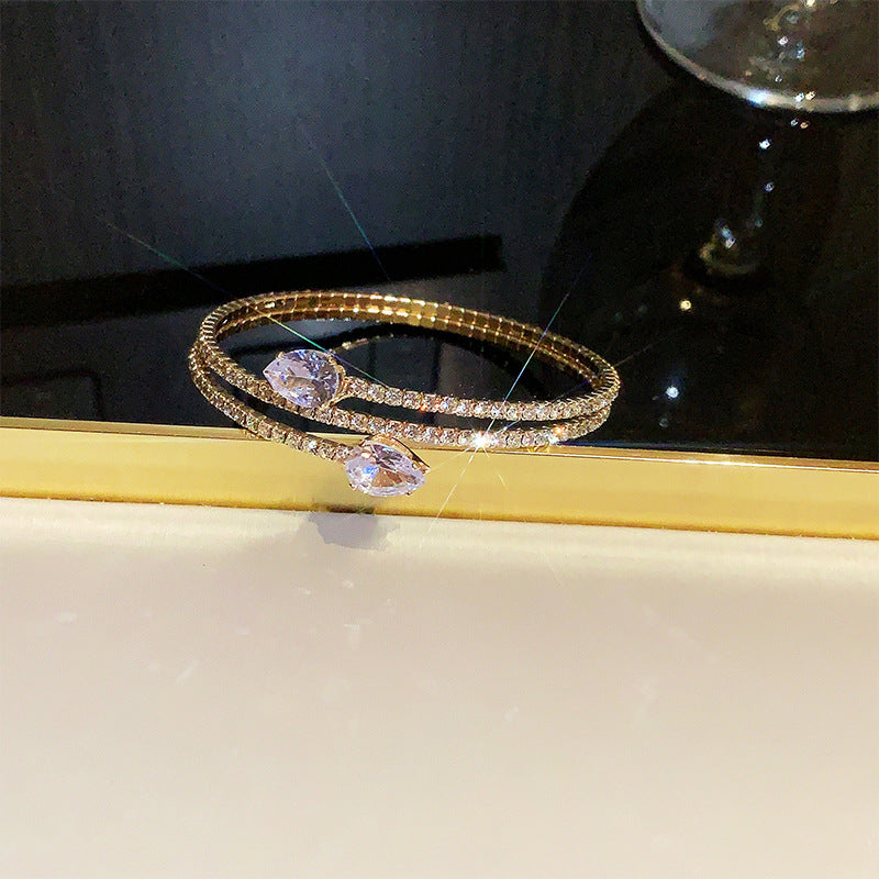 Rhinestone Zircon Elastic Laminated Adjustable Female Bracelets