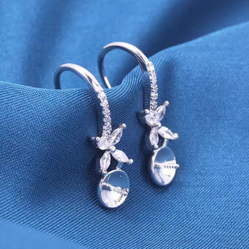 Plated Craft Freshwater Pearl Zircon Simple Earrings