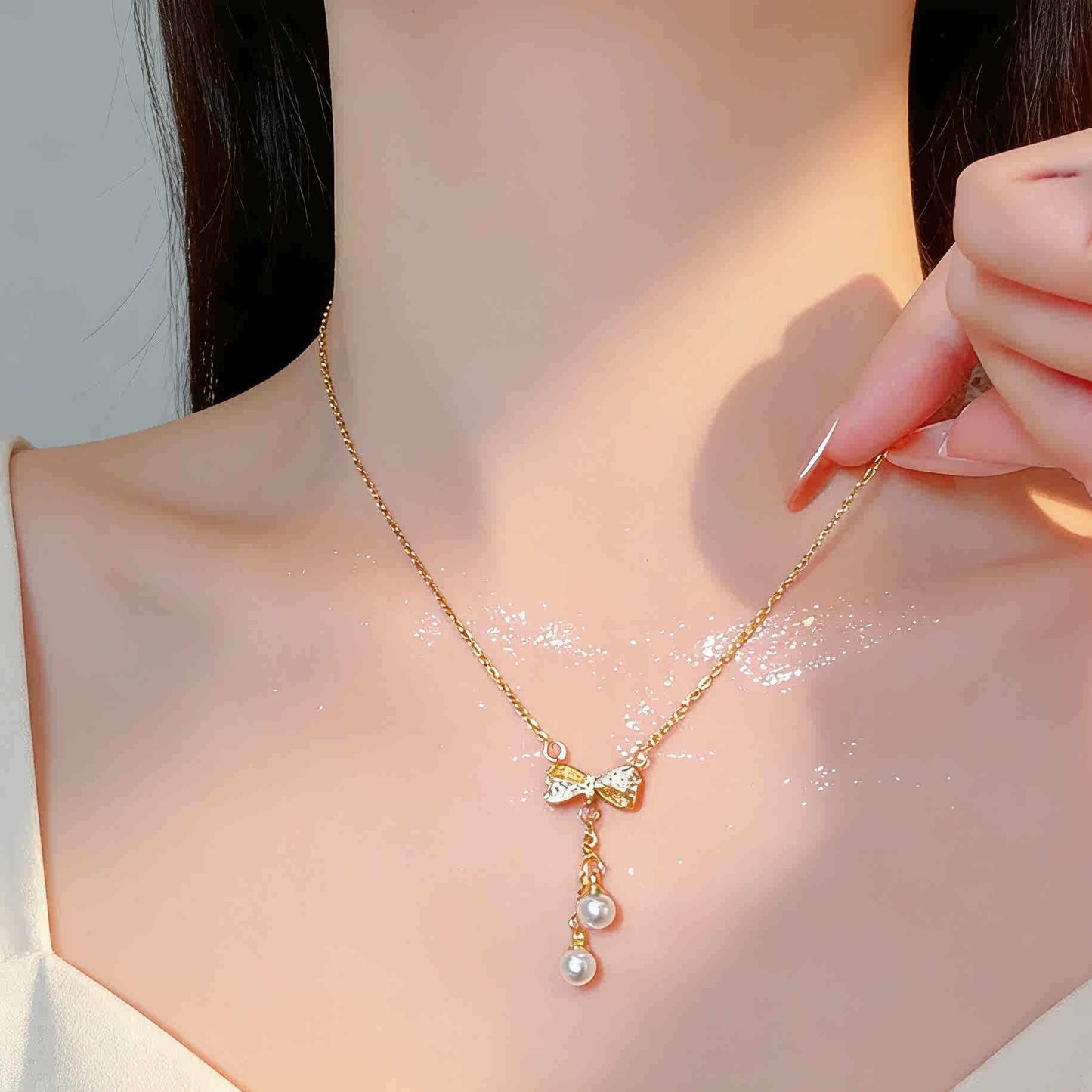 Super Fairy Wild Elegant Long Tassel Bow Female Necklace