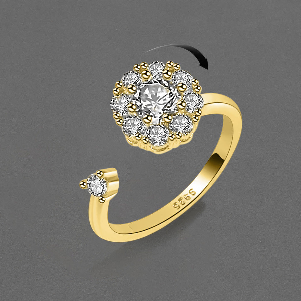 Round Spinning Female Anxiety Relief Opening Ring