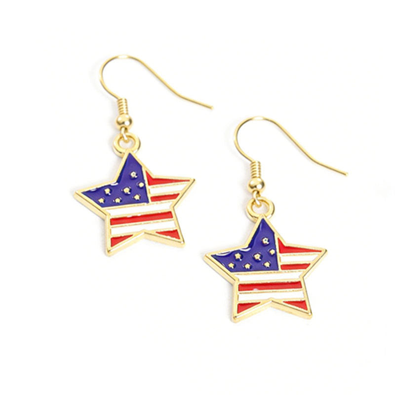 Flag Five-pointed Star Alloy Drop Oil Jewelry Set