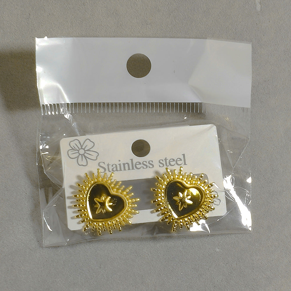High-grade Fashionable Personalized Starfish Geometric Heart Shape Stud Earrings