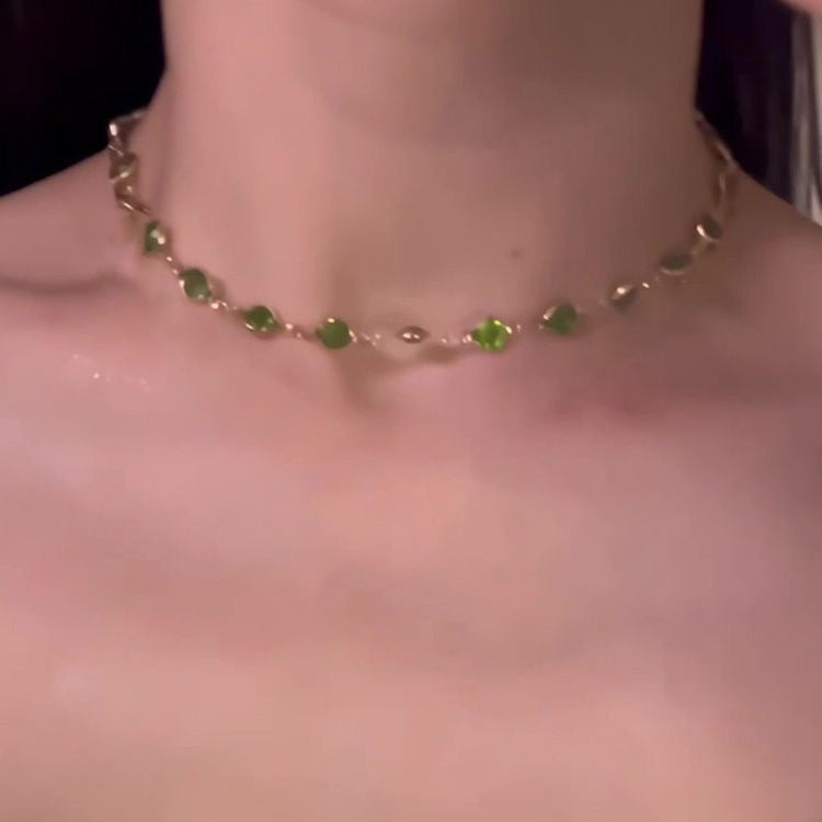 Rhinestone Butterfly Female Sense Light Luxury Temperament Niche Double Layer Necklace