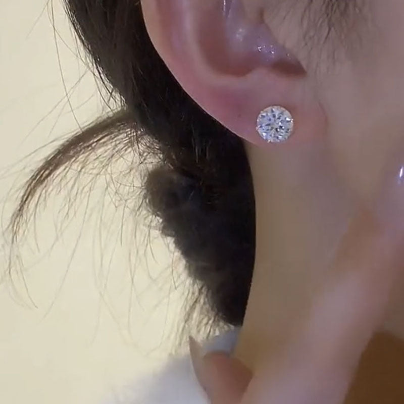 Simple Hollow Gold Crown Zircon Female Stud Earrings