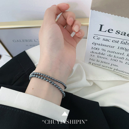 Bracelets de luxe légers pour femmes, tempérament gris perle, intérêt particulier