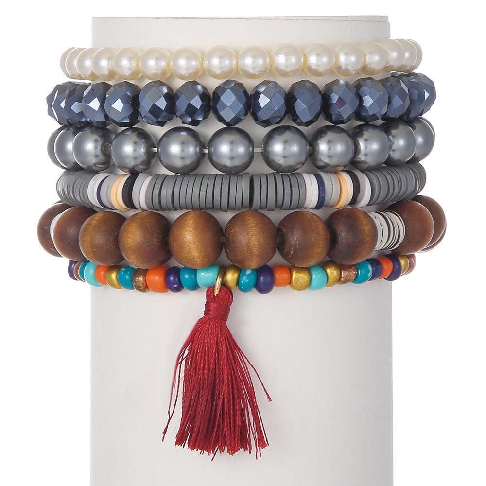 Bohemian Micro Glass Bead Wooden Pearl Bracelets