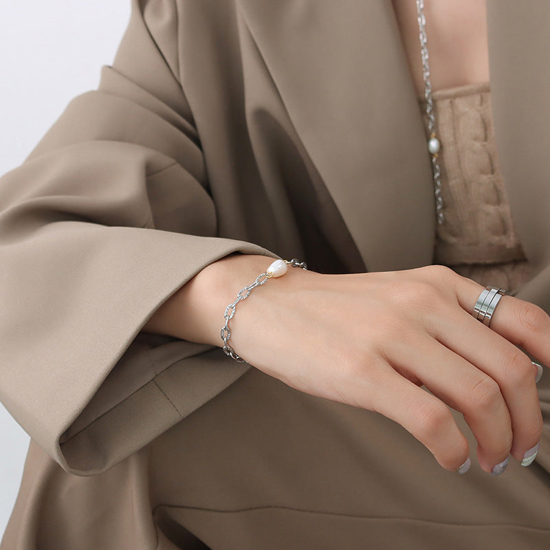 Korean Style Freshwater Pearl Stitching Sweater Bracelets